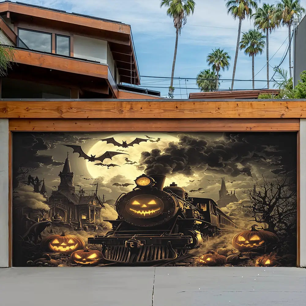 Pumpkin Express Halloween Garage Door Banner Decoration