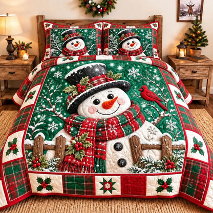 Jolly Snowman Quilted Bedding Set