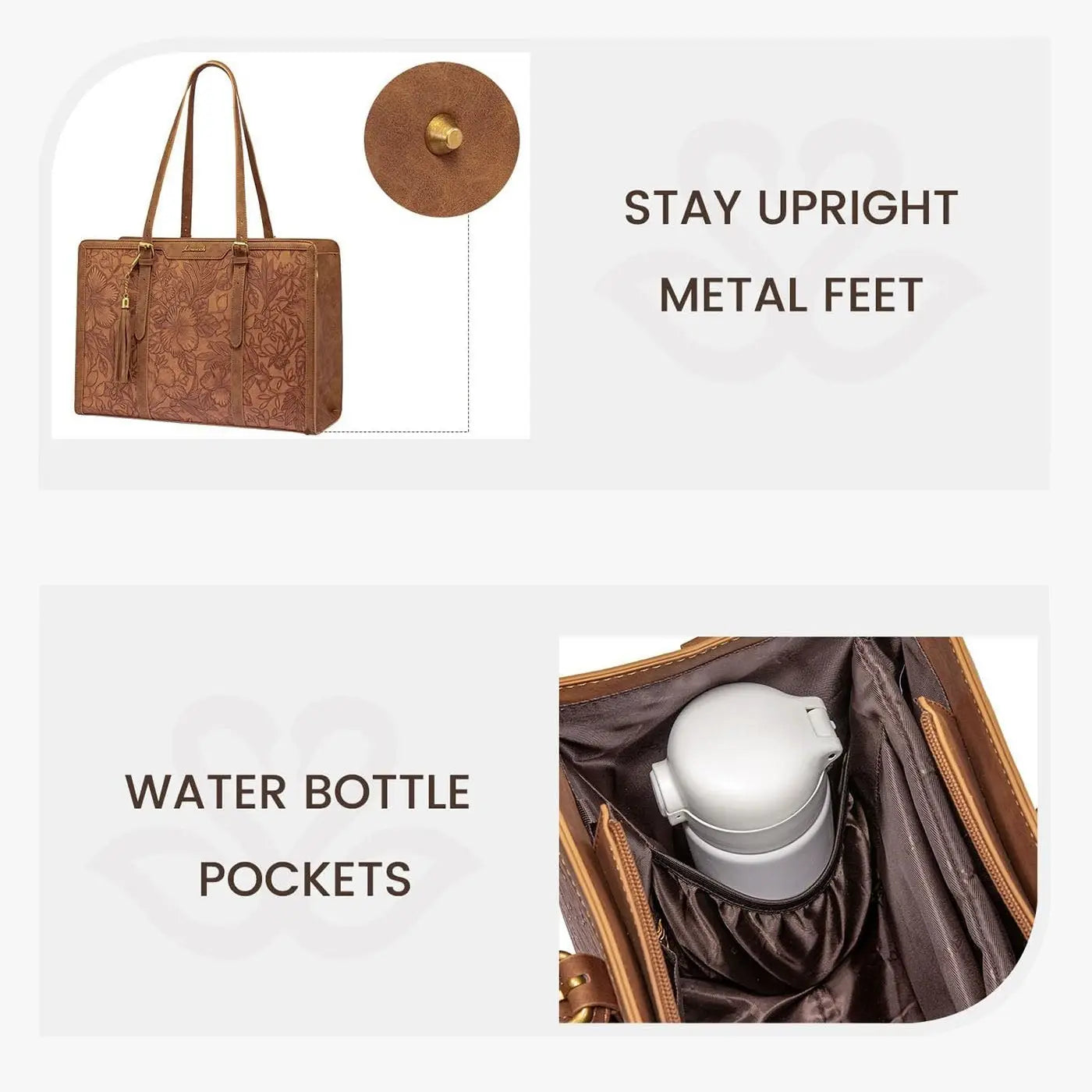 Vintage Embossed Leather Laptop Tote Set