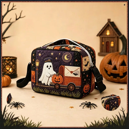 Ghost Mailman Halloween Quilted Crossbody Bag