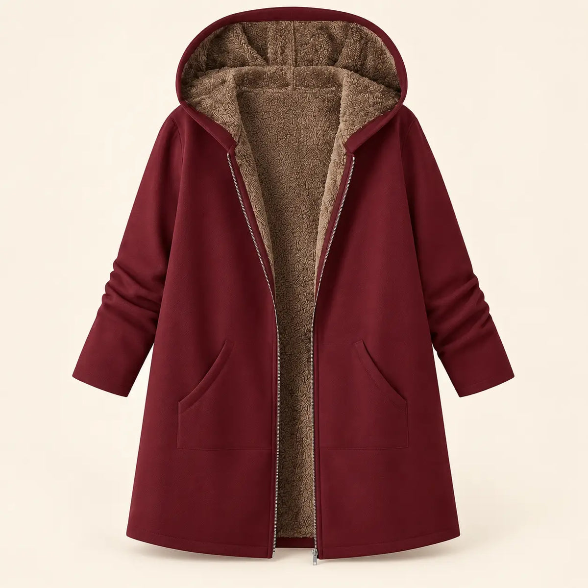 Winter Plush-Lined Cozy Hooded Coat