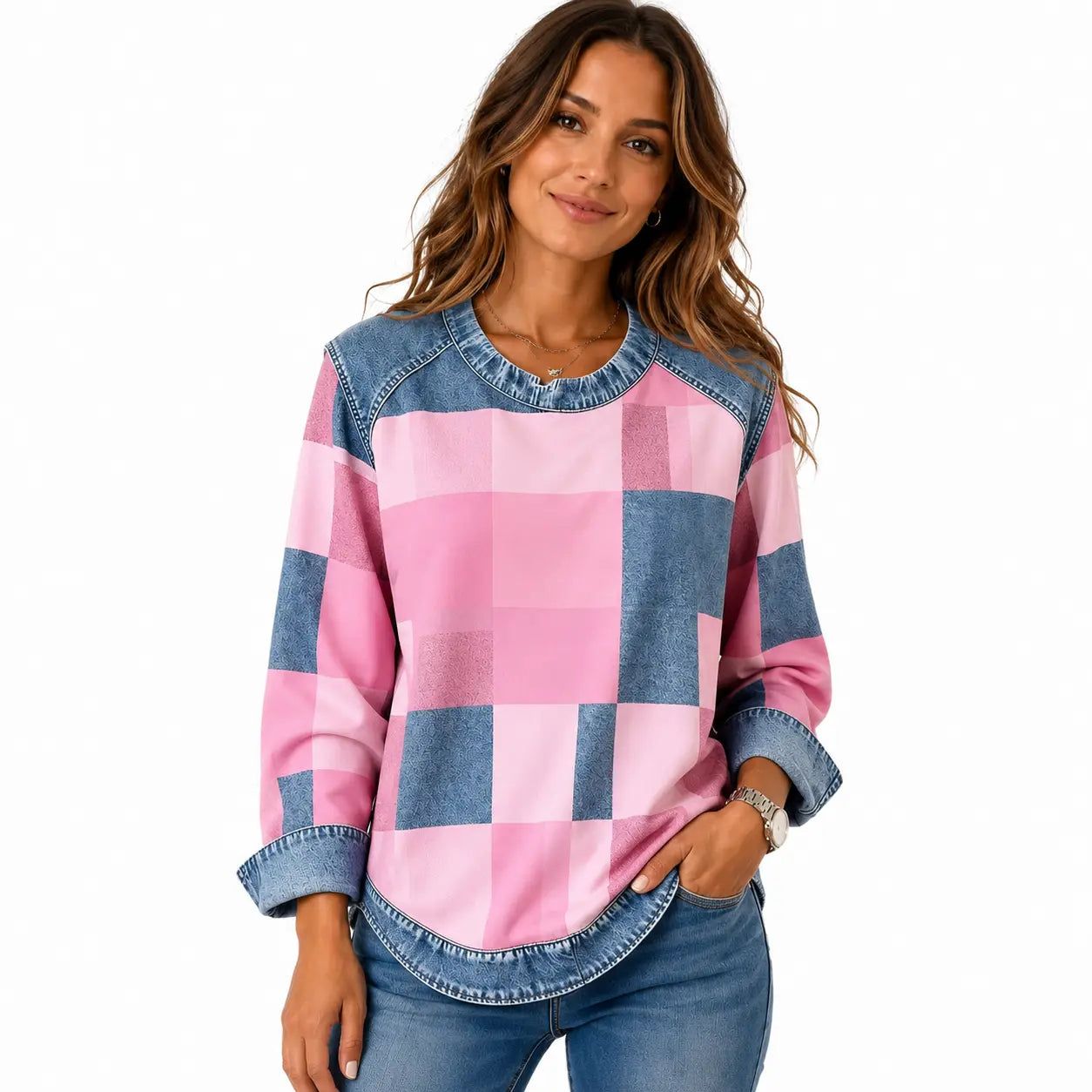 Patchwork Sweatshirt Women – Relaxed Urban Style