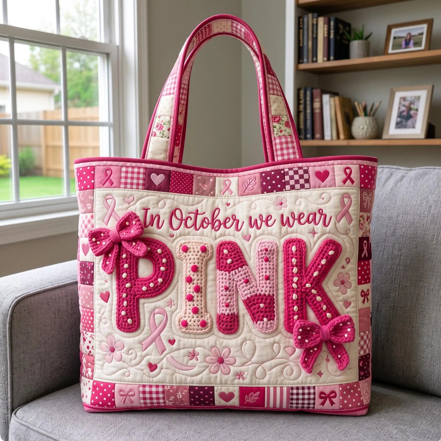 Pink October Handmade Tote Bag