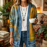 Abstract Gradient Print 3D Digital Printing Denim Shirt