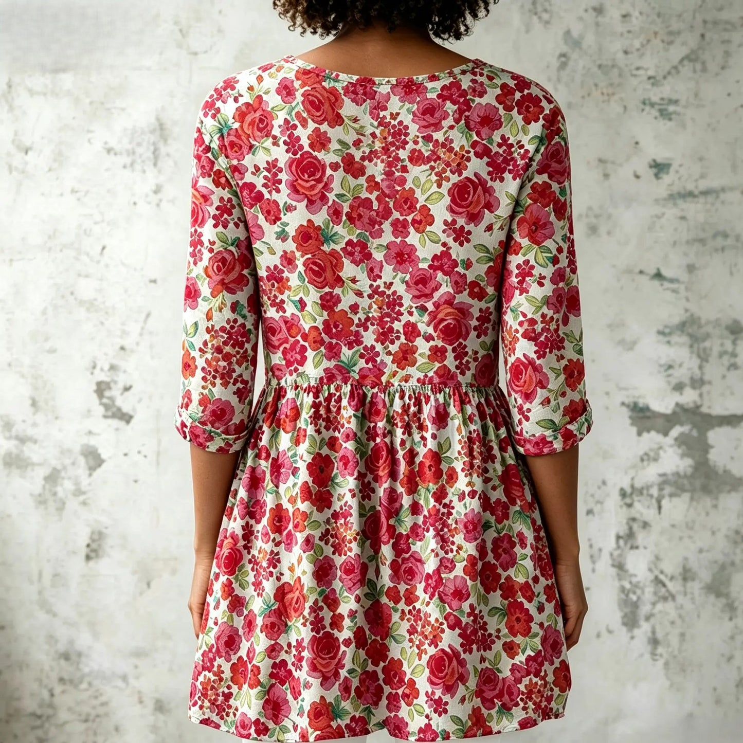 Flower Printing Long Blouse Eith A Striking Pattern