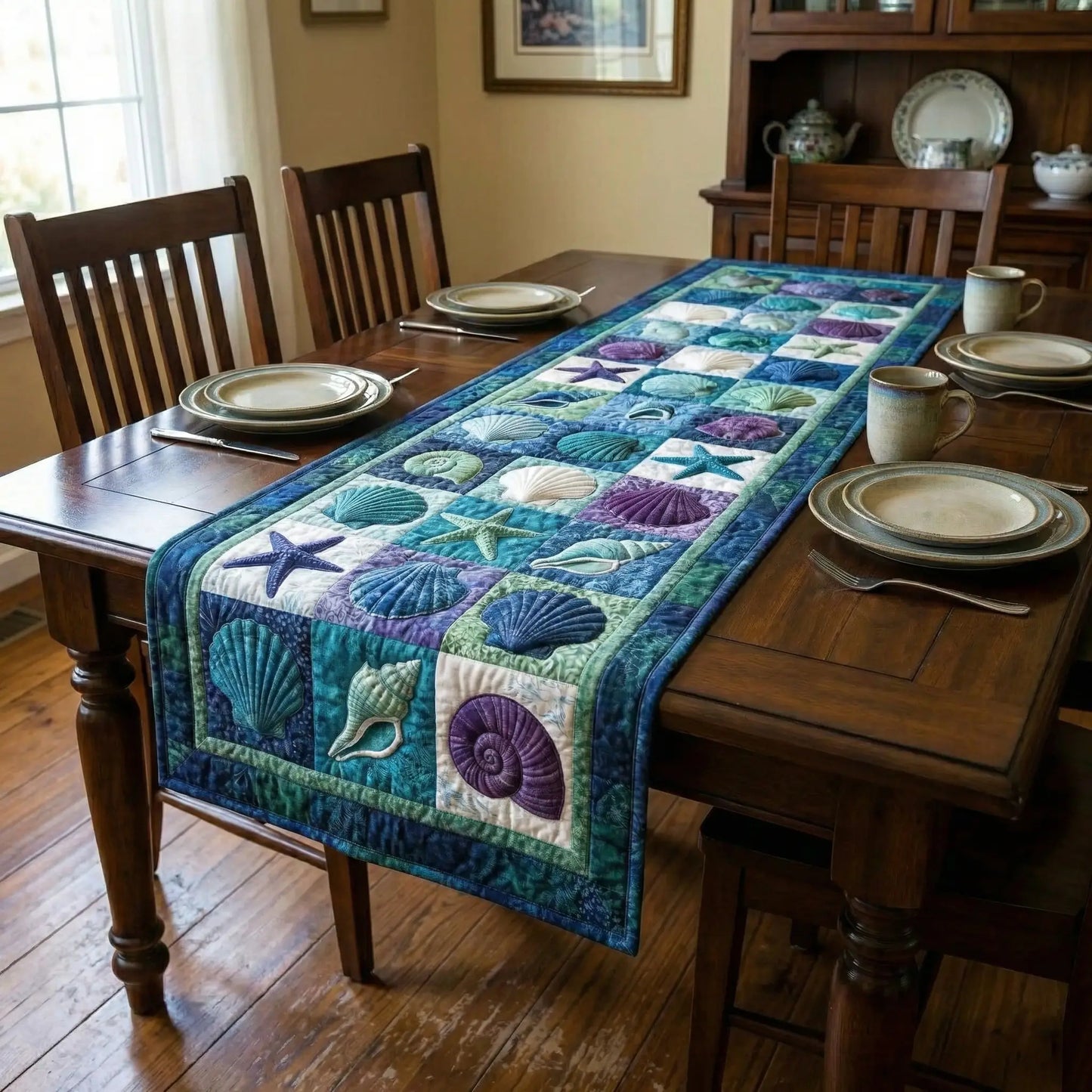 Shoreline Gems Quilted Table Runner