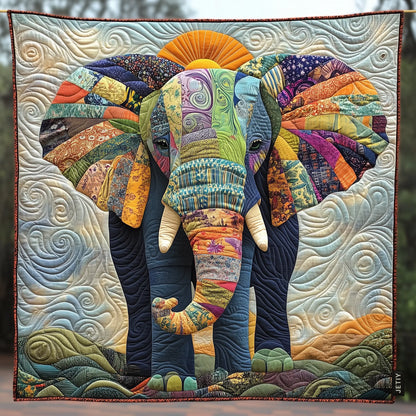 Tribal Elephant Harmony Quilted Blanket