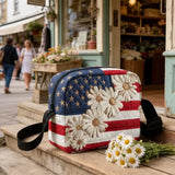 American Flag Daisy Quilted Crossbody Bag