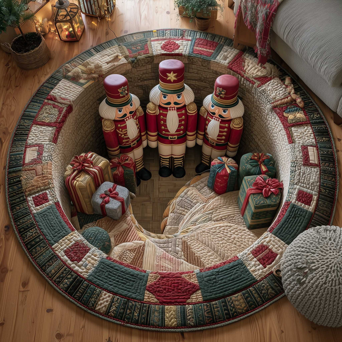 Jolly Workshop Nutcracker Quilted Round Mat