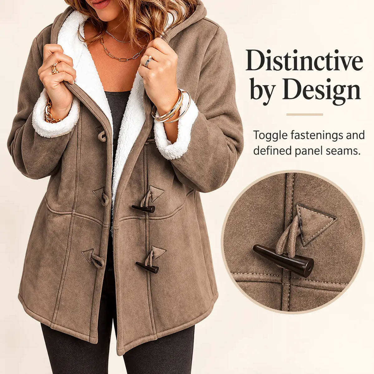 Cozy Sherpa Lined Toggle Coat with Hood