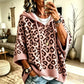 Comfortable And Casual Leopard-print Knitted Hoodie