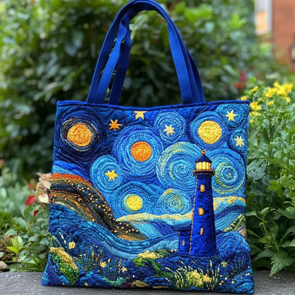 Shining Drift Lighthouse Handmade Tote Bag