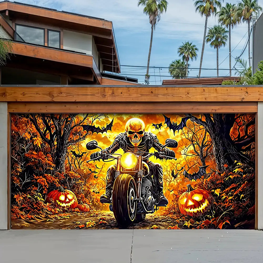 Born To Ride Built For Halloween Garage Door Banner Decoration