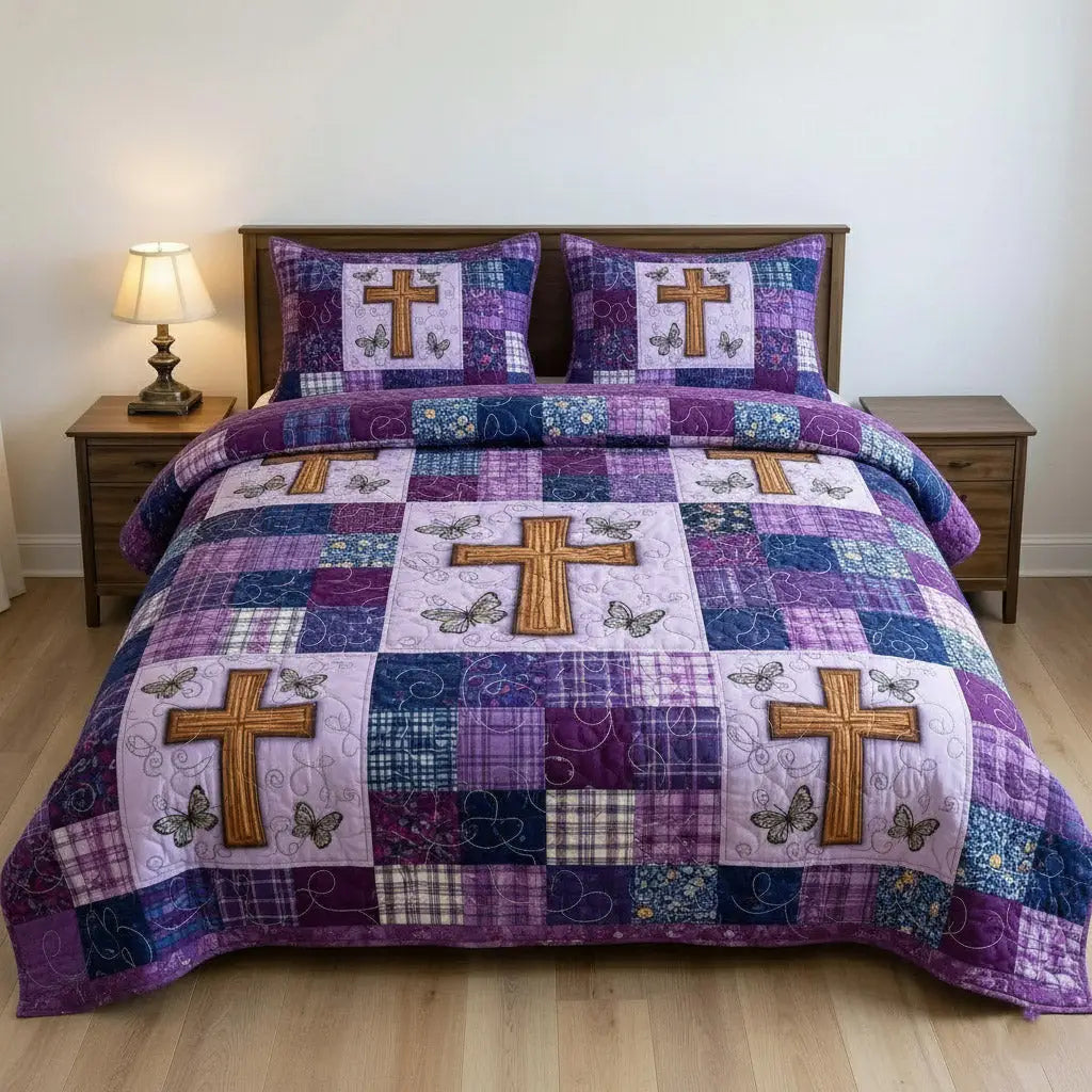 Faithful Sunrise Quilted Bedding Set