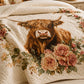 Highland Cow Rose Garden Quilted Bedding Set