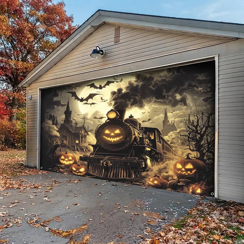 Pumpkin Express Halloween Garage Door Banner Decoration