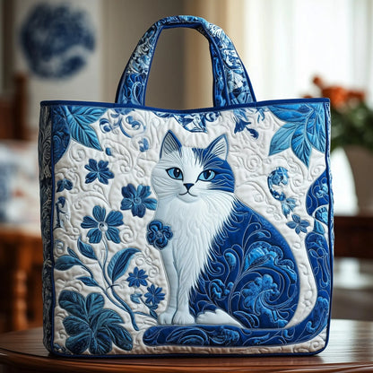 Whimsical Cat Handmade Tote Bag