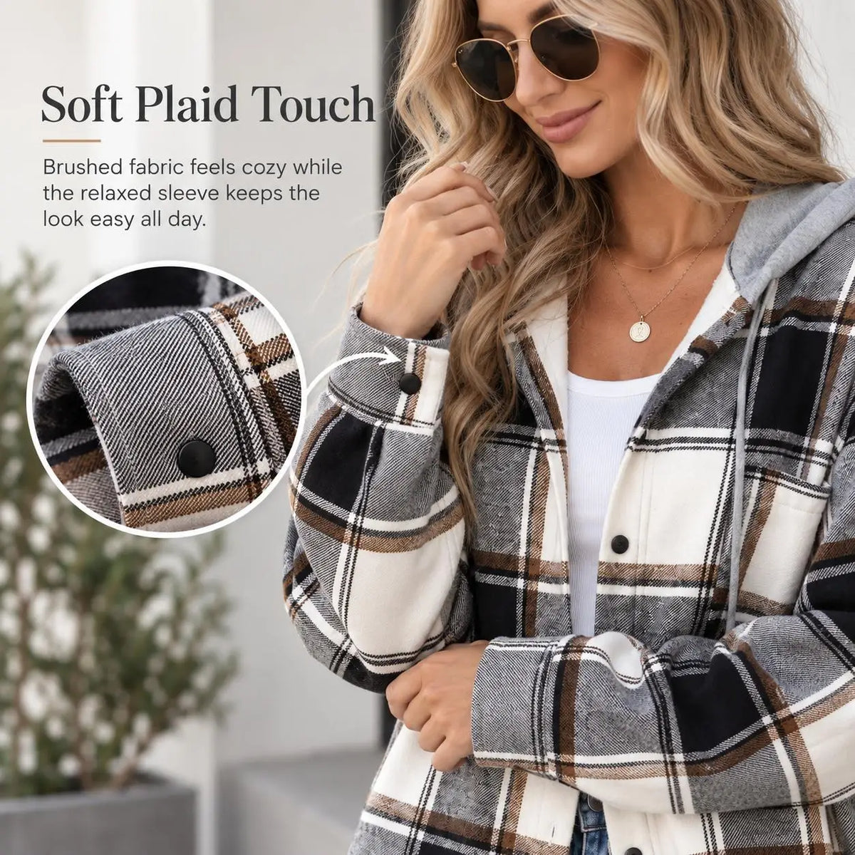 Women’s Plaid Hooded Zip-Up Jacket