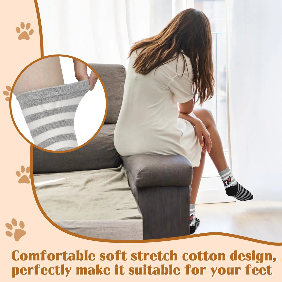 Cartoon Cat Animal Face Socks 5 Pairs