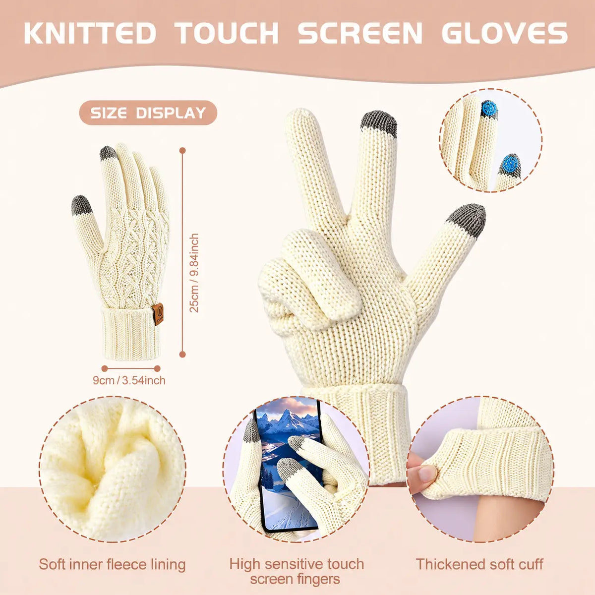 3 in 1 Winter Warmer Beanie Fleece Lined Knit Hat Scarf Gloves Gift Set
