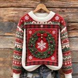 Plaid Wreath Cozy Plush Sweatshirt