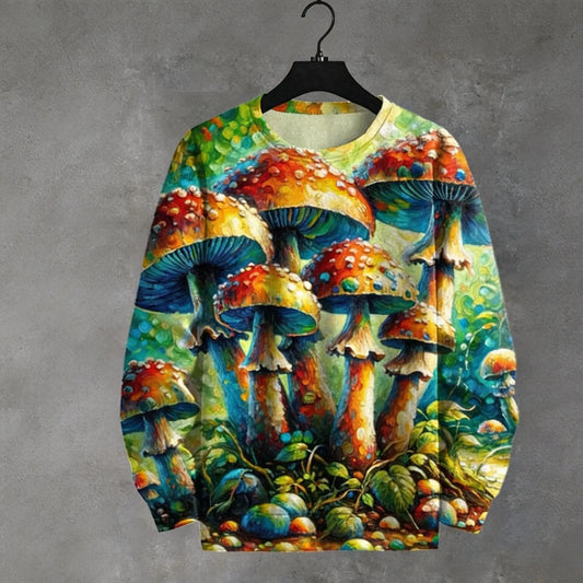 Vibrant Fantasy Mushroom Colorful Boho Style Sweatshirt
