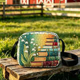 Lily of the Valley & Vintage Books Quilted Crossbody Bag