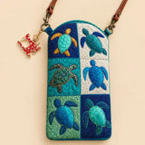 Sea Turtle Patchwork Quilted Slim Phone Crossbody Bag