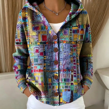 Elegant Button Hooded Sweater