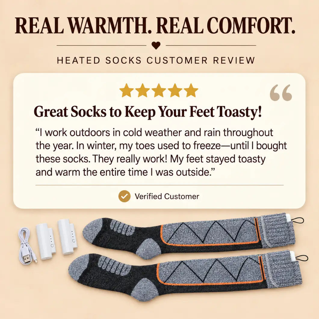 Heated Thermal Socks With Three Adjustable Temperature Settings