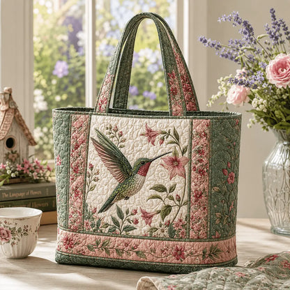 Hummingbird Floral Handmade Tote Bag