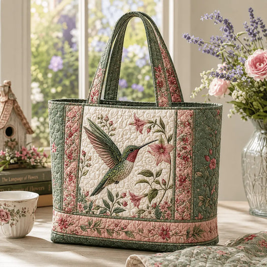 Hummingbird Floral Handmade Tote Bag