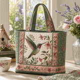 Hummingbird Floral Handmade Tote Bag