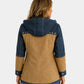 Women's Denim Jackets Long Hooded Patchwork Zip Up Jacket