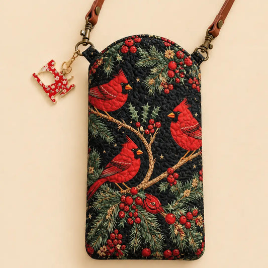 Cardinal Friends Quilted Slim Phone Crossbody Bag