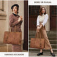 Vintage Embossed Leather Laptop Tote Set