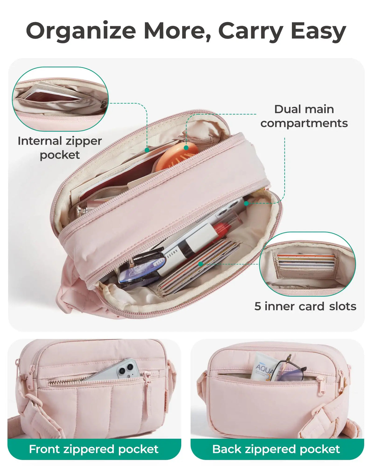 Nylon Lightweight Puffer Crossbody Bag for Women