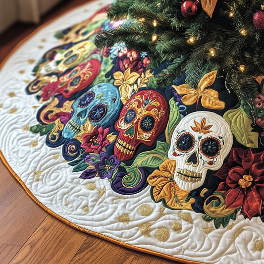 Joyful Skull Quilted Tree Skirt