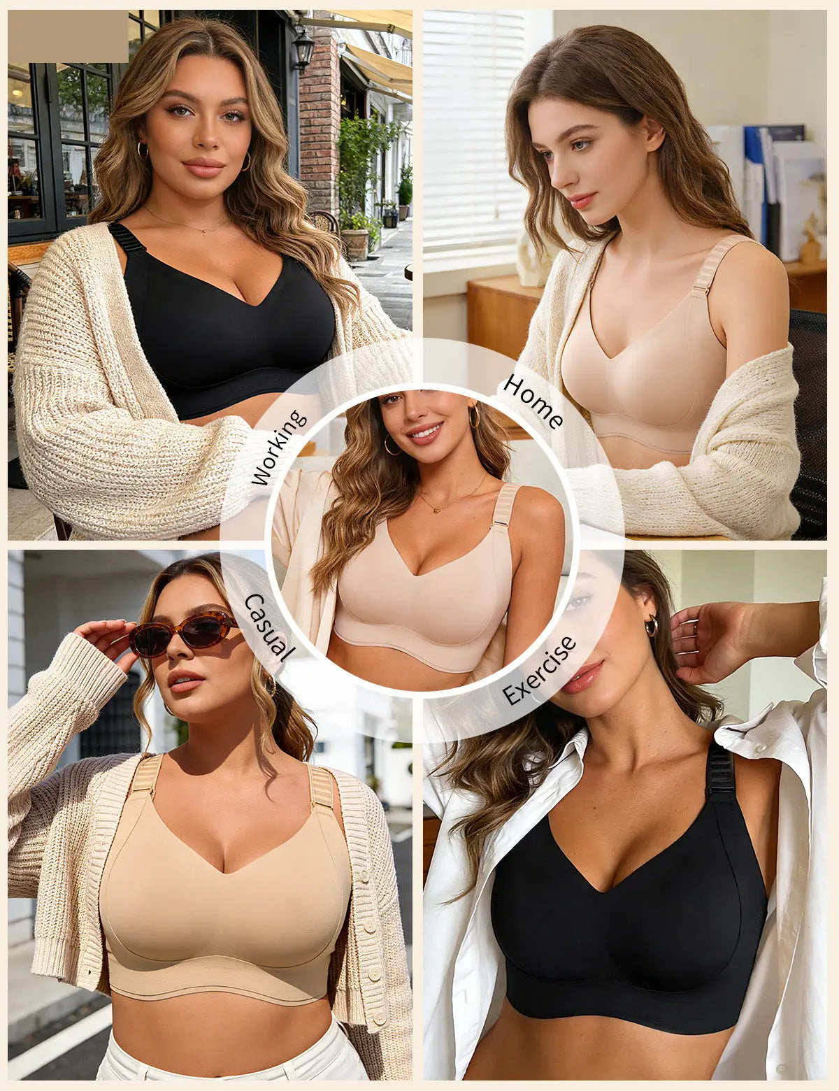 Adjustable Wireless Flexi-Lift Comfy Minimizer Bra