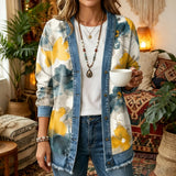 Watercolor Floral Print 3D Digital Printing Denim Shirt