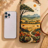 Country Landscape Quilted Slim Phone Crossbody Bag