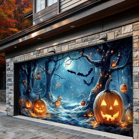 Whimsical Forest Midnight Halloween Garage Door Banner Decoration