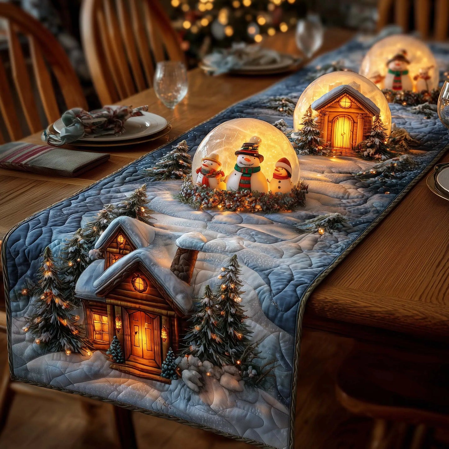 Snowman Lane Quilted Table Runner