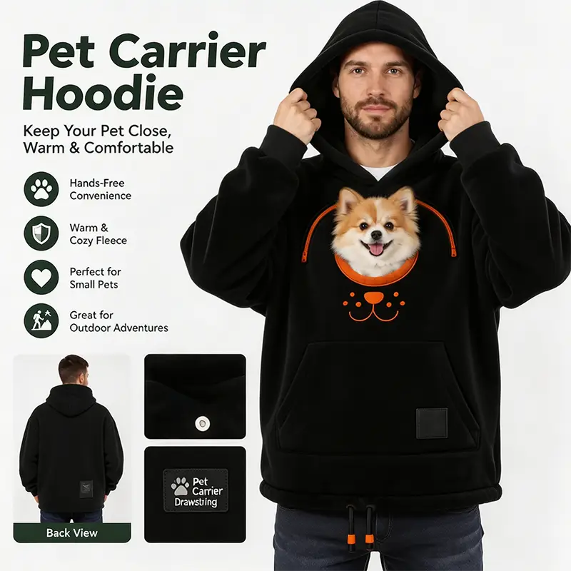 Cozy Pet Carrier Hoodie Built in Pouch for Cats Small Dogs