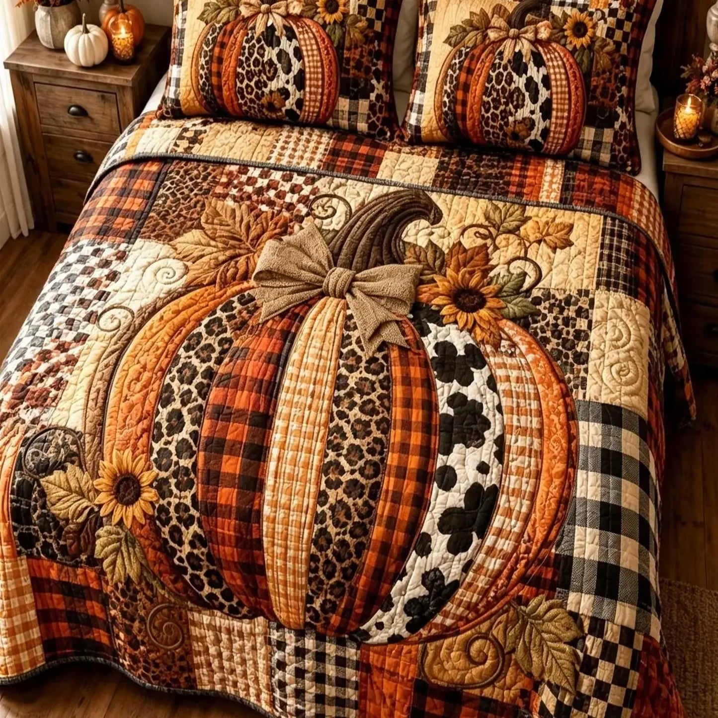 Patchwork Pumpkin Quilted Bedding Set