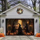 Three Witches Pumpkin Halloween Garage Door Banner Decoration