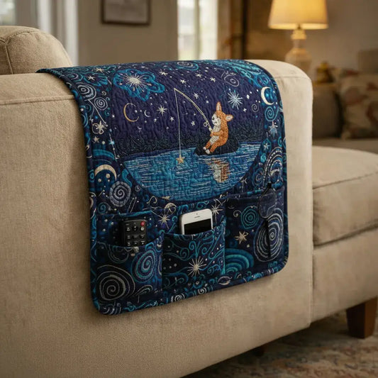 Midnight Fisher Fox Quilted Sofa Armrest Organizer