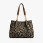 Leopard Print Tote with Chain Detail