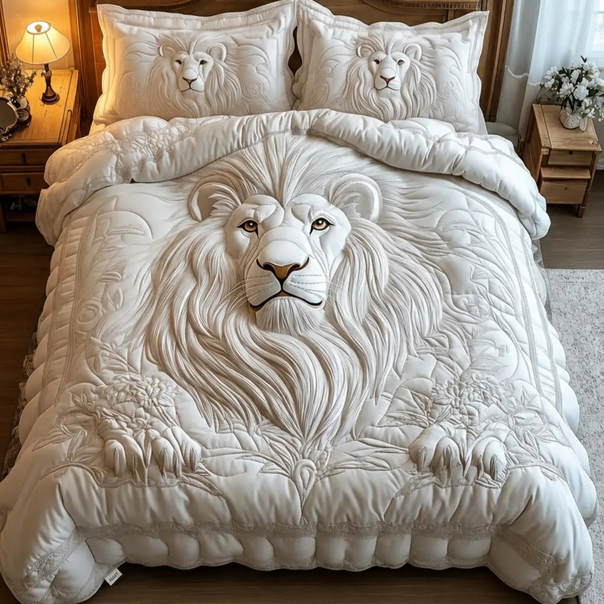 White Lion Quilted Bedding Set