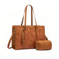 Vintage Embossed Leather Laptop Tote Set